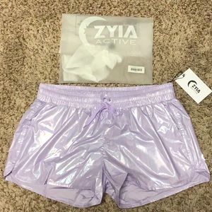 Zyia active lilac shine bomber shorts NWT